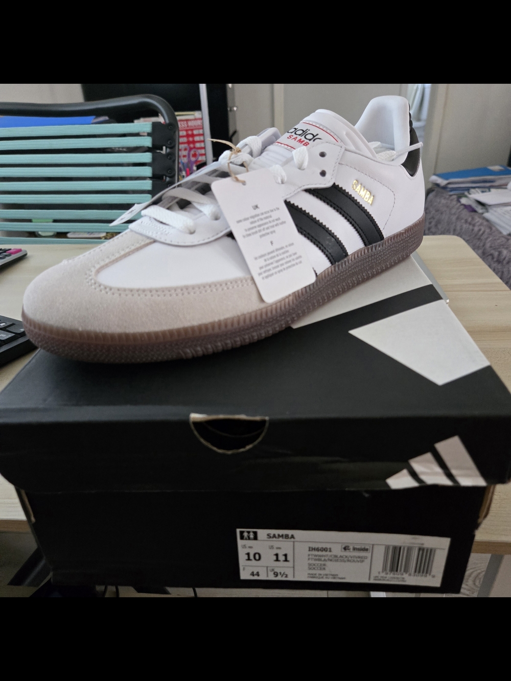 adidas Samba Retro Leather Sneakers - White with Black Stripes